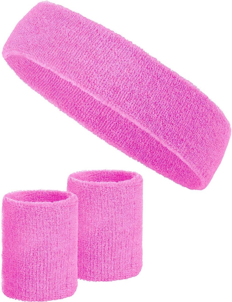 3-delige zweetbandenset met 2X zweetbandjes voor polsen + 1x hoofdband voor vrouwen & mannen