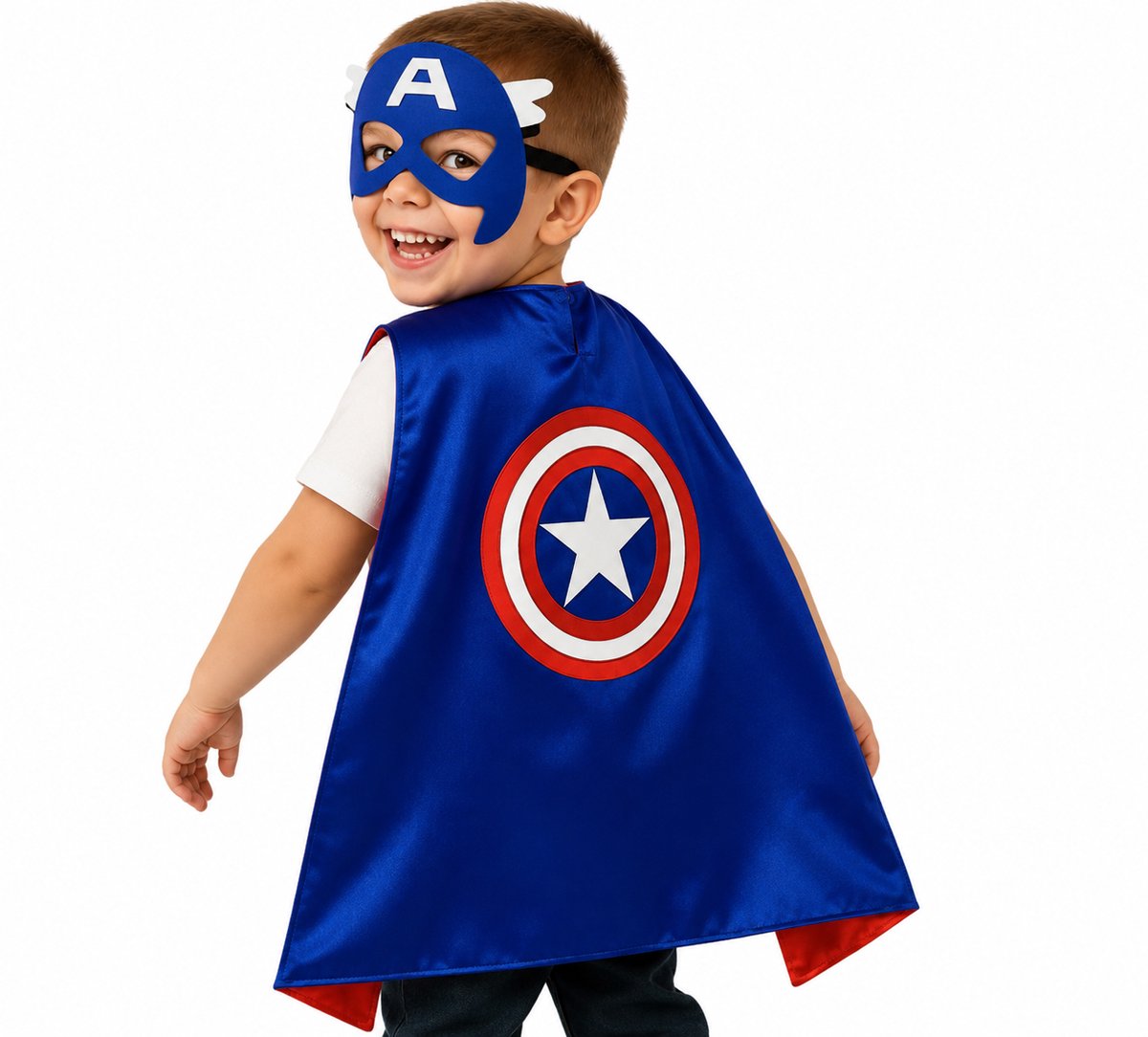 Joya Kids® Sterren Superheld Cape en Masker Set | Superhelden Verkleedpak | Held met Schild Kostuum | Cape | Masker | Verkleedkleding Jongens | Carnaval | — afbeelding 3