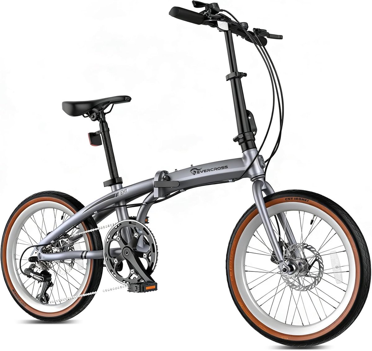 EVERCROSS EM1 Vouwfiets 20 inch - 7 versnellingen - Aluminium frame - Dubbel schijfrem - Grijs