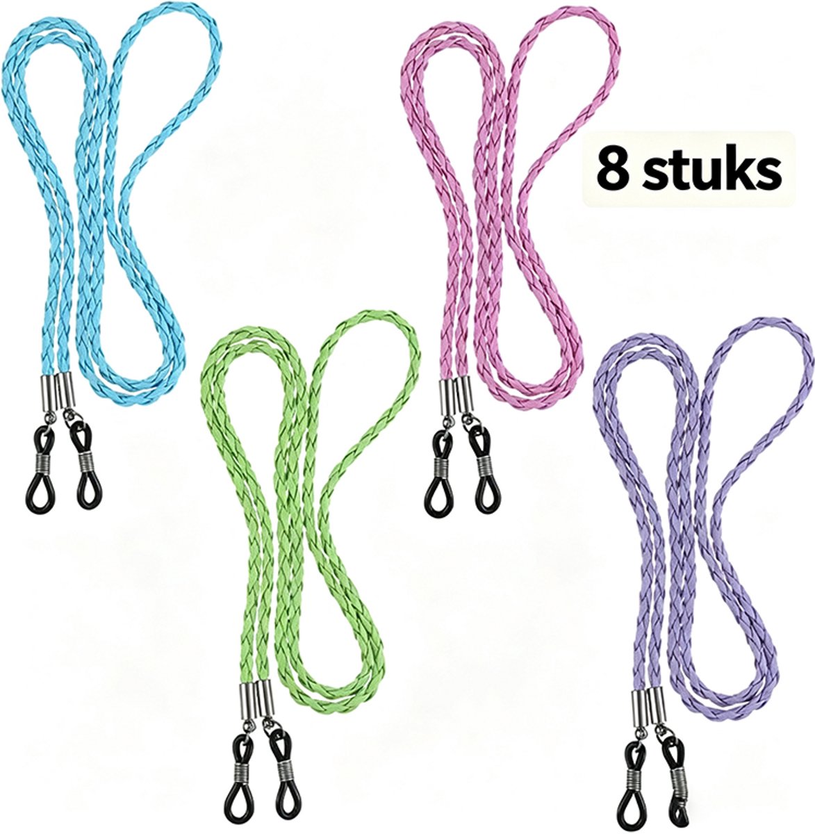 Set van 8 brillenkoordjes - Zonnebril touwtje - Brillenkoort - Verstelbare lengte - Lichtgewicht - Antislip - Sportbrillenkoordjes - Unisex - Geschikt voor leesbrillen en zonnebrillen