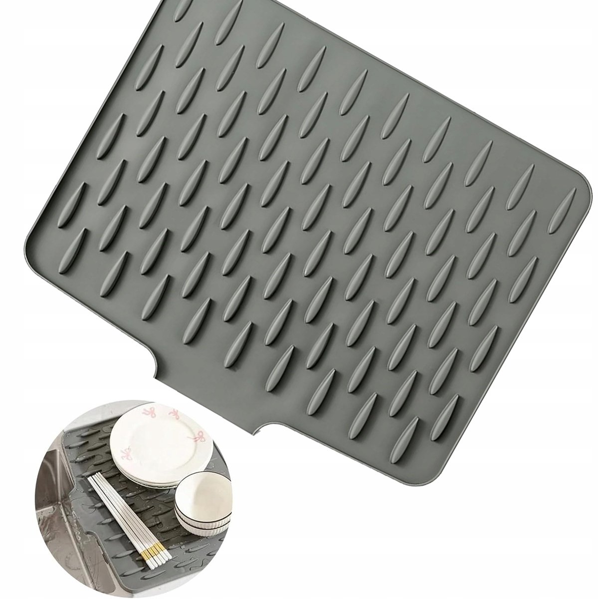 Merkloze Siliconen Afdruipmat Keuken - 40x32.5cm - Grijs