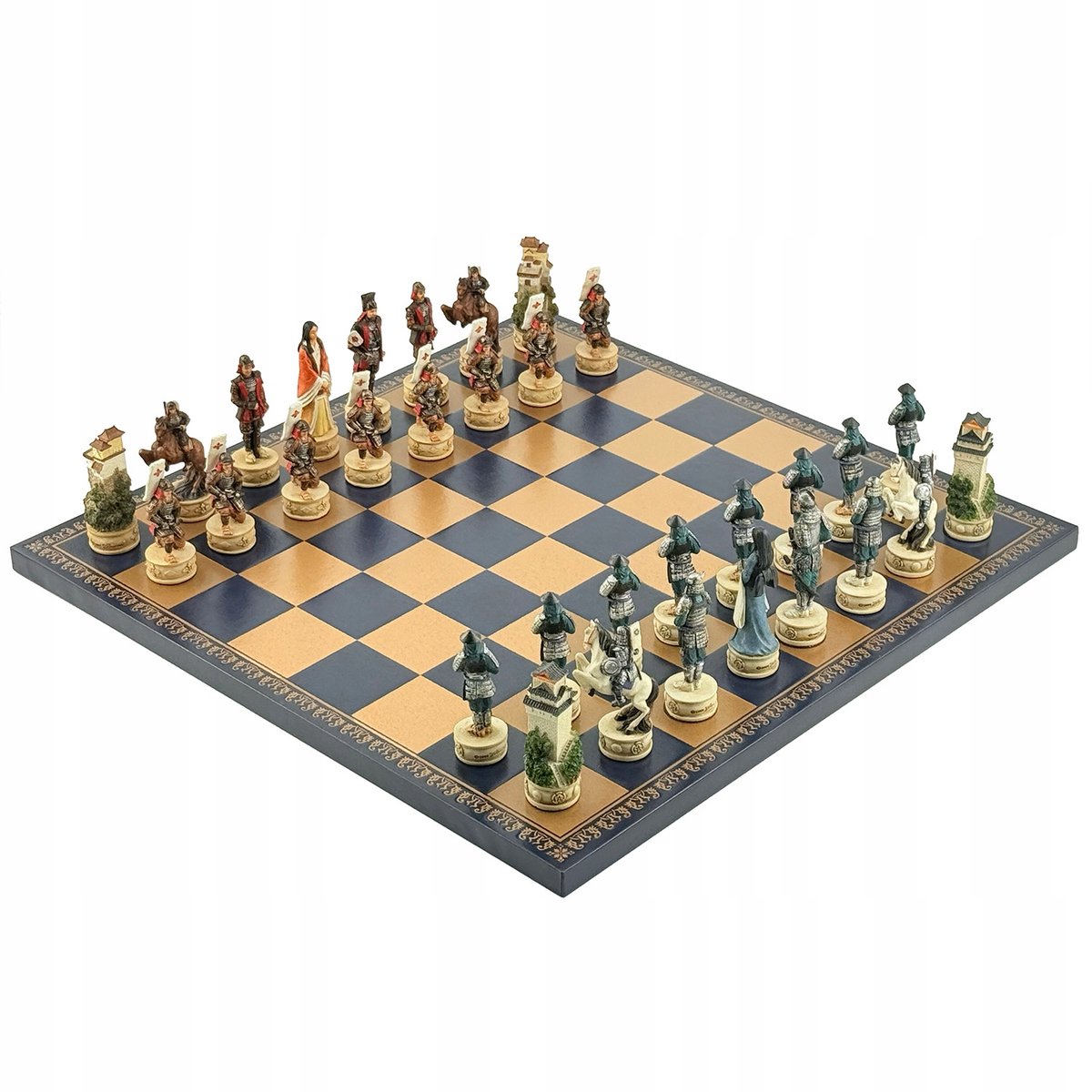 Verzamelbare Samurai-schaakset - Polyresin-figuur en elegante speeltafel