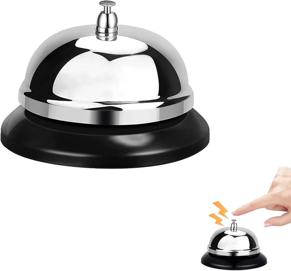 Tafelbel Roestvrij Staal - Servicebel Keuken - Aandacht Vragen - Luid Helder Geluid - 8.5 x 5 cm - Zilverkleurig
