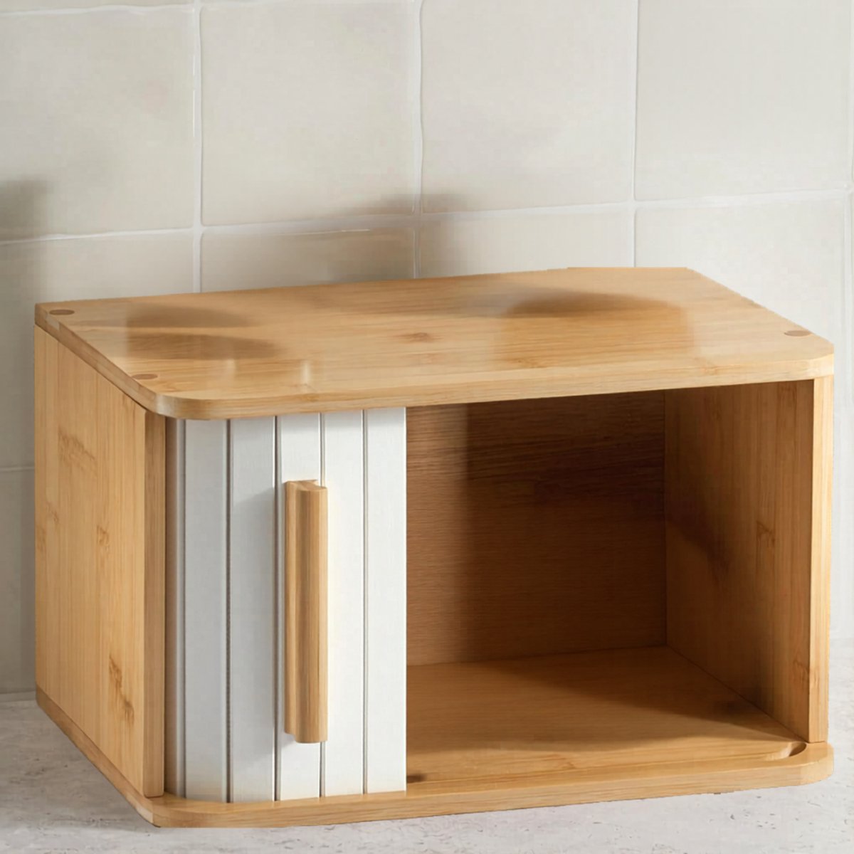 Ploutos® Broodtrommel - Grote Brood Bewaardoos - Broodtrommel met Schuifdeksel - Bruin - 33cm x 23cm x 20cm