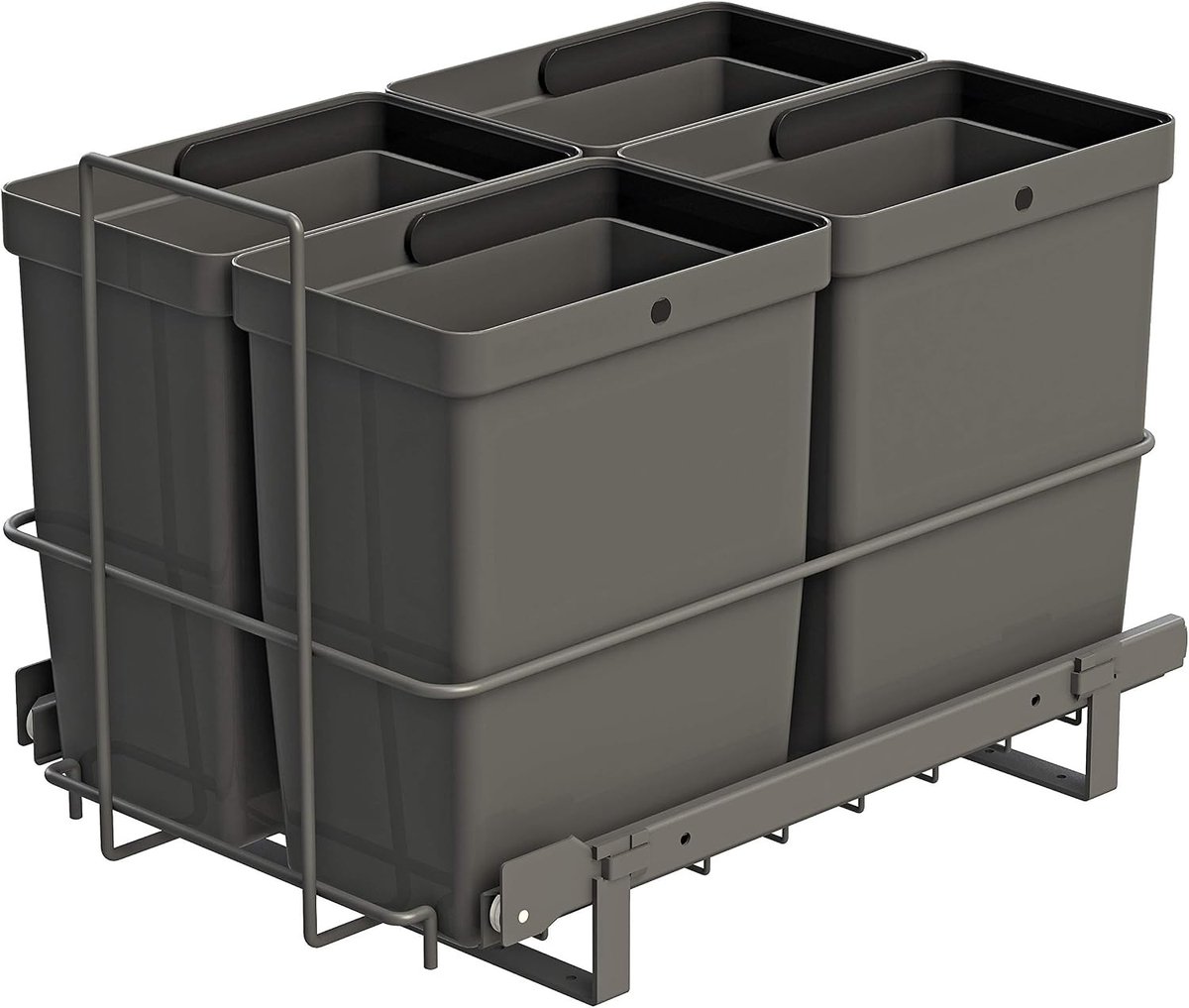 Afvalemmer - Antraciet - 4 x 8 liter - Uittrekbaar Afvalscheidingssysteem - Voor Keukenkasten