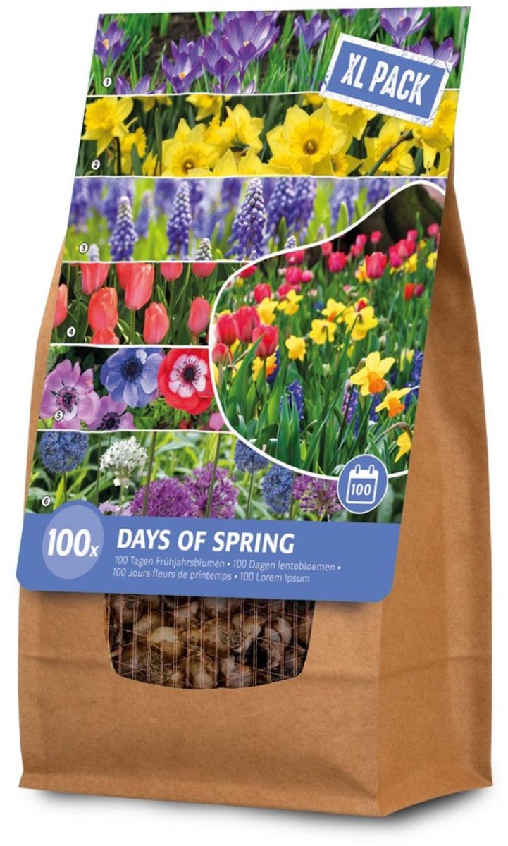 Bloembollenpakket 100 dagen lente XL Pack - Bijen-Vlinders - Geurend - Snijbloemen - Voorjaarsbollen - bloeit in Februari / Maart / April / Mei
