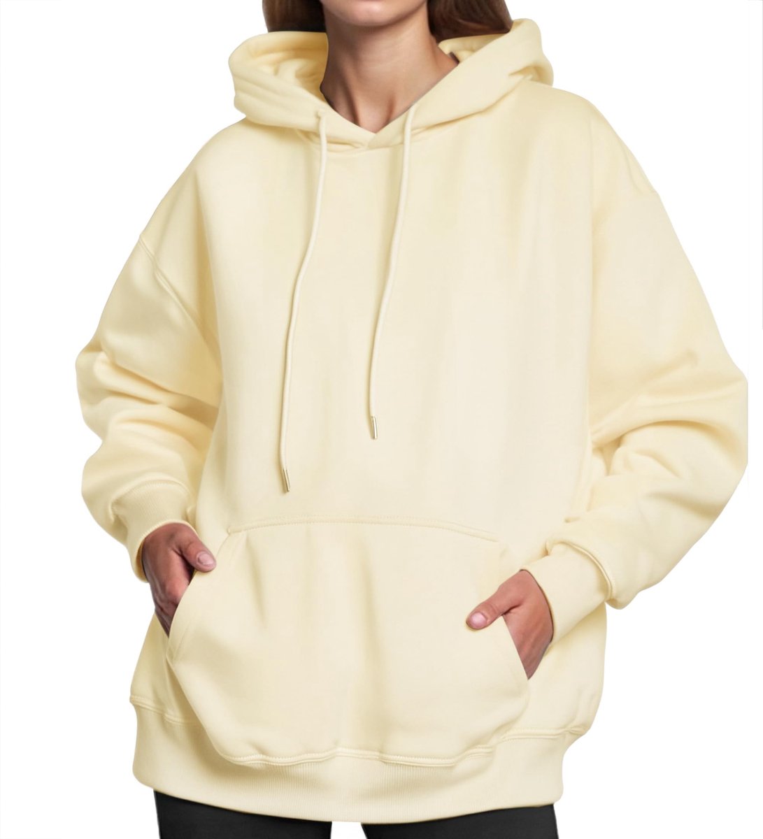 SolidKeus - Vrouwelijke Oversized Fleece Hoodie met Lange Mouwen