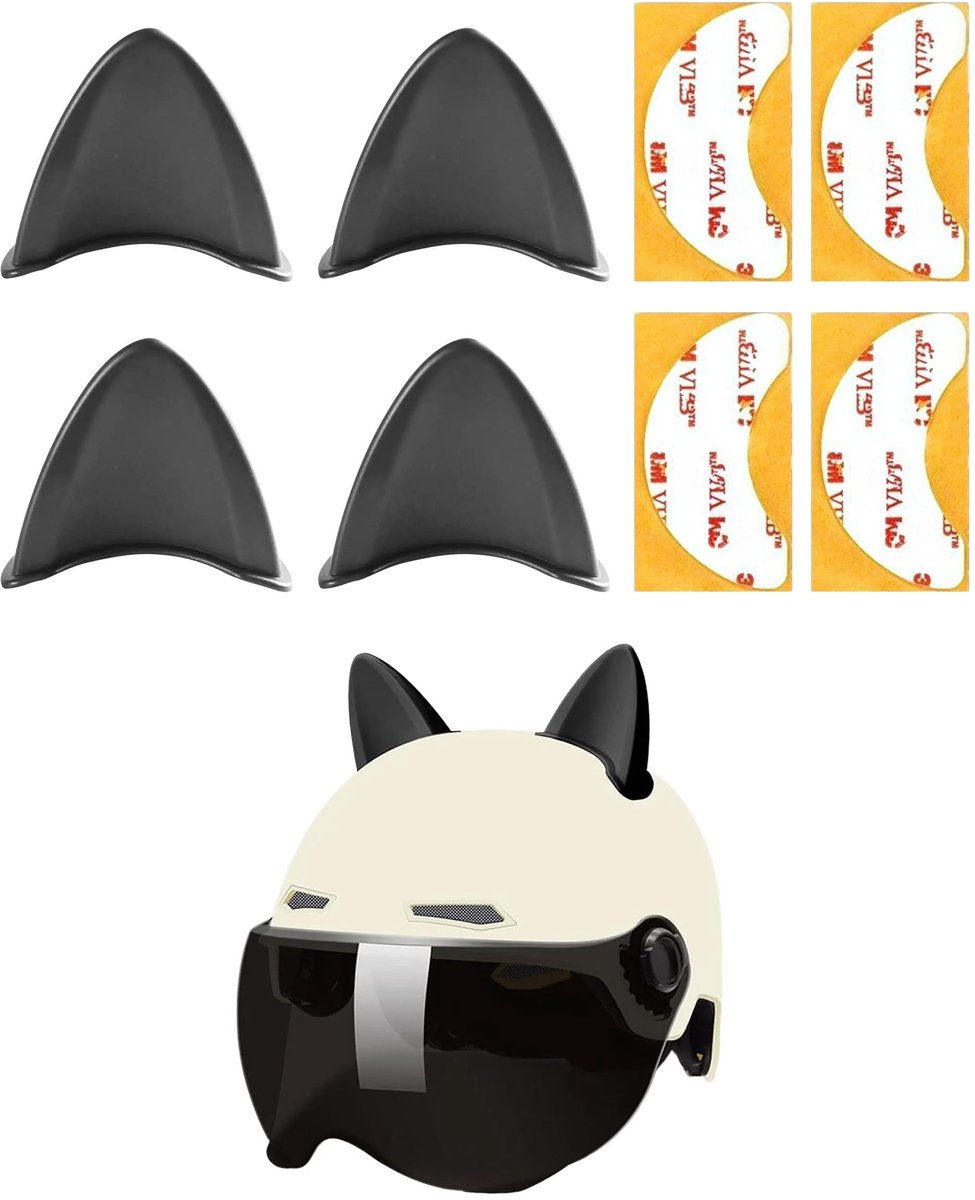 SolidKeus - Set van 4 Kattenoren voor Motorhelmen