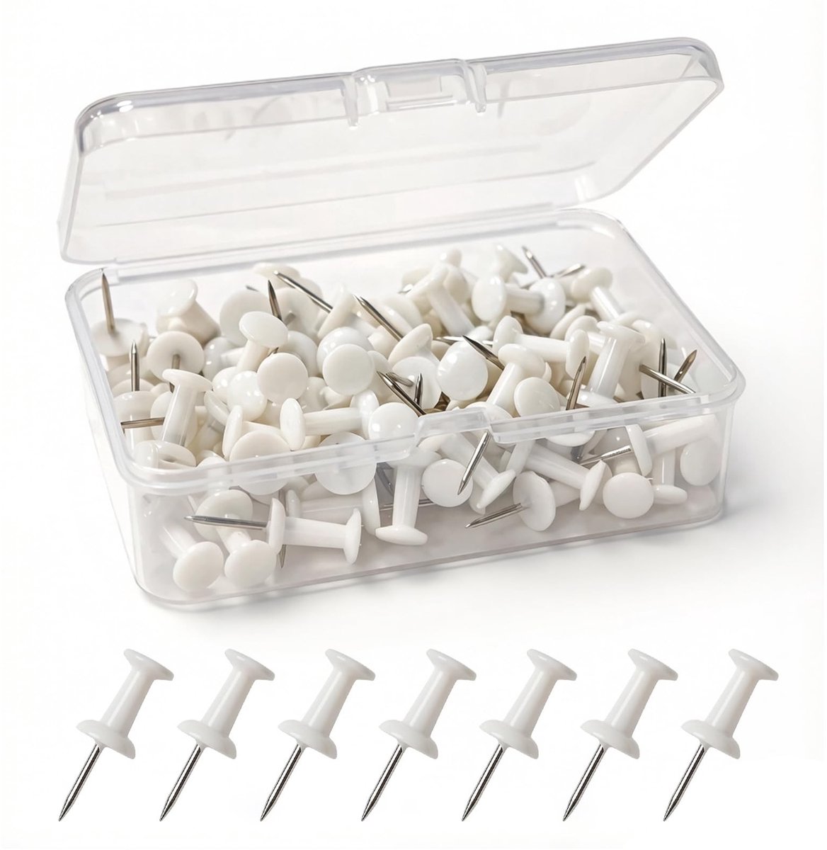 SolidKeus - Set van 100 Witte Punaises met Plastic Doos