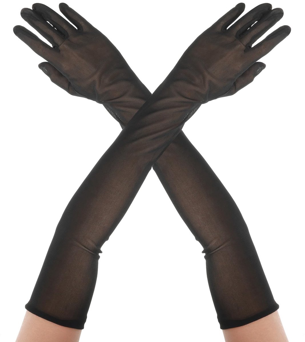 SolidKeus - Transparante Lange Net Handschoenen voor Feest en Gala