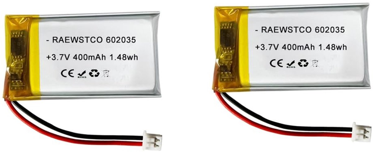 SolidKeus - 2 stuks 3,7 V 400 mAh Lithium-polymeer batterij voor moisturizer en makeup case