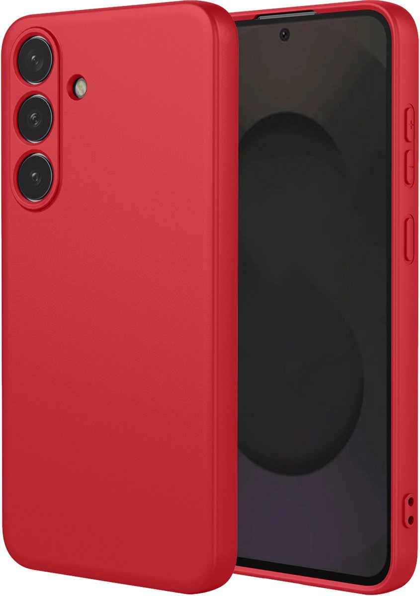 MobyDefend Hoesje - Geschikt voor Samsung Galaxy S25 FE / S26 FE - Matte Siliconen Backcover - Framboosrood