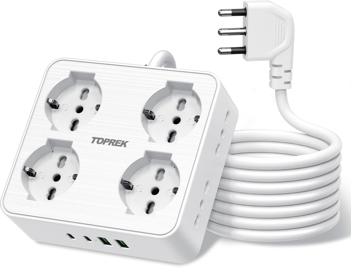 SolidKeus - Powerstrip met 8 Universele Stopcontacten en 4 USB Poorten