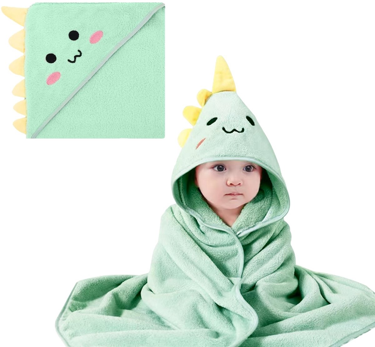SolidKeus - Baby Badcape van 80 x 80 cm met Kap en Washandjes