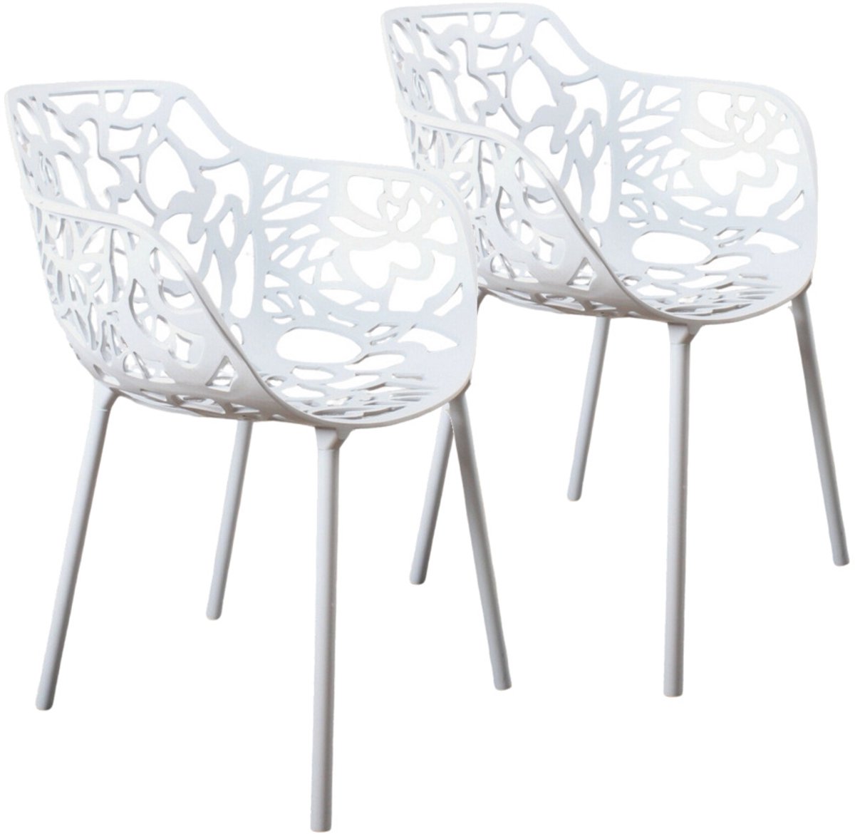 DS4U® - Cast eetkamerstoel - Set van 2 - Wit - Aluminium - Met armleuning