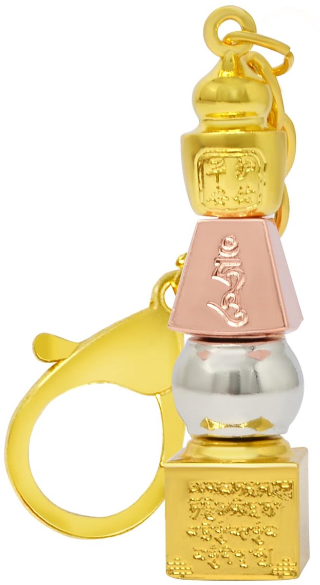 SolidKeus - Gouden Tibetaanse Toren Sleutelhanger