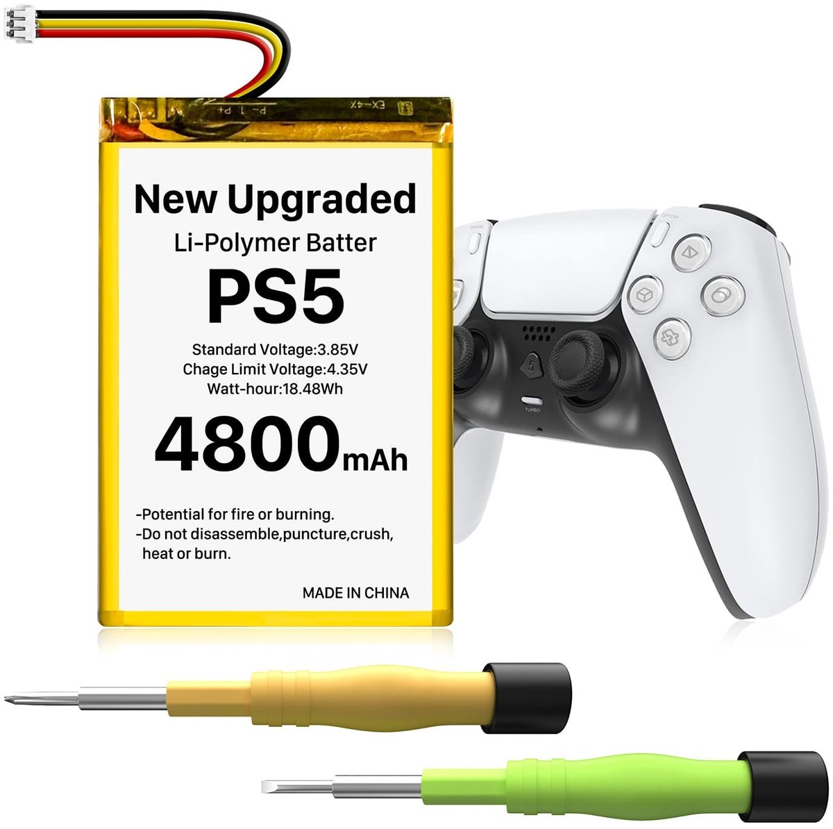 SolidKeus - Vervangende Batterij voor PS5 Controller 4800 mAh