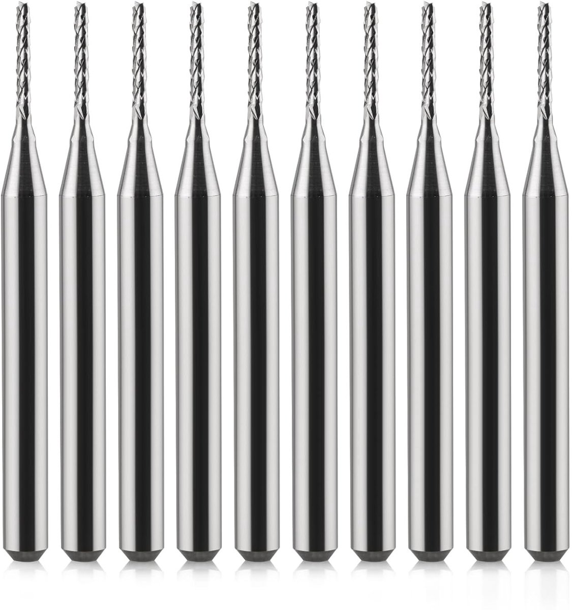 Carbide Freesbits voor CNC Machines - 3.17mm en 1mm Snijkanten - Set van 10 voor PCB Bewerking