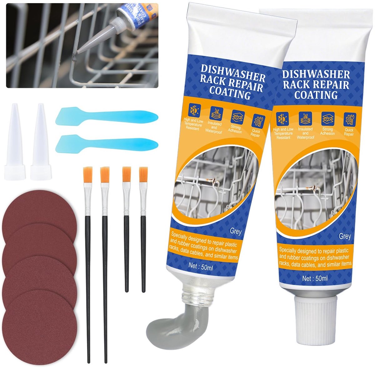 SolidKeus - Roestwerende Reparatie Coating voor Vaatwassermanden, 2 x 50ml