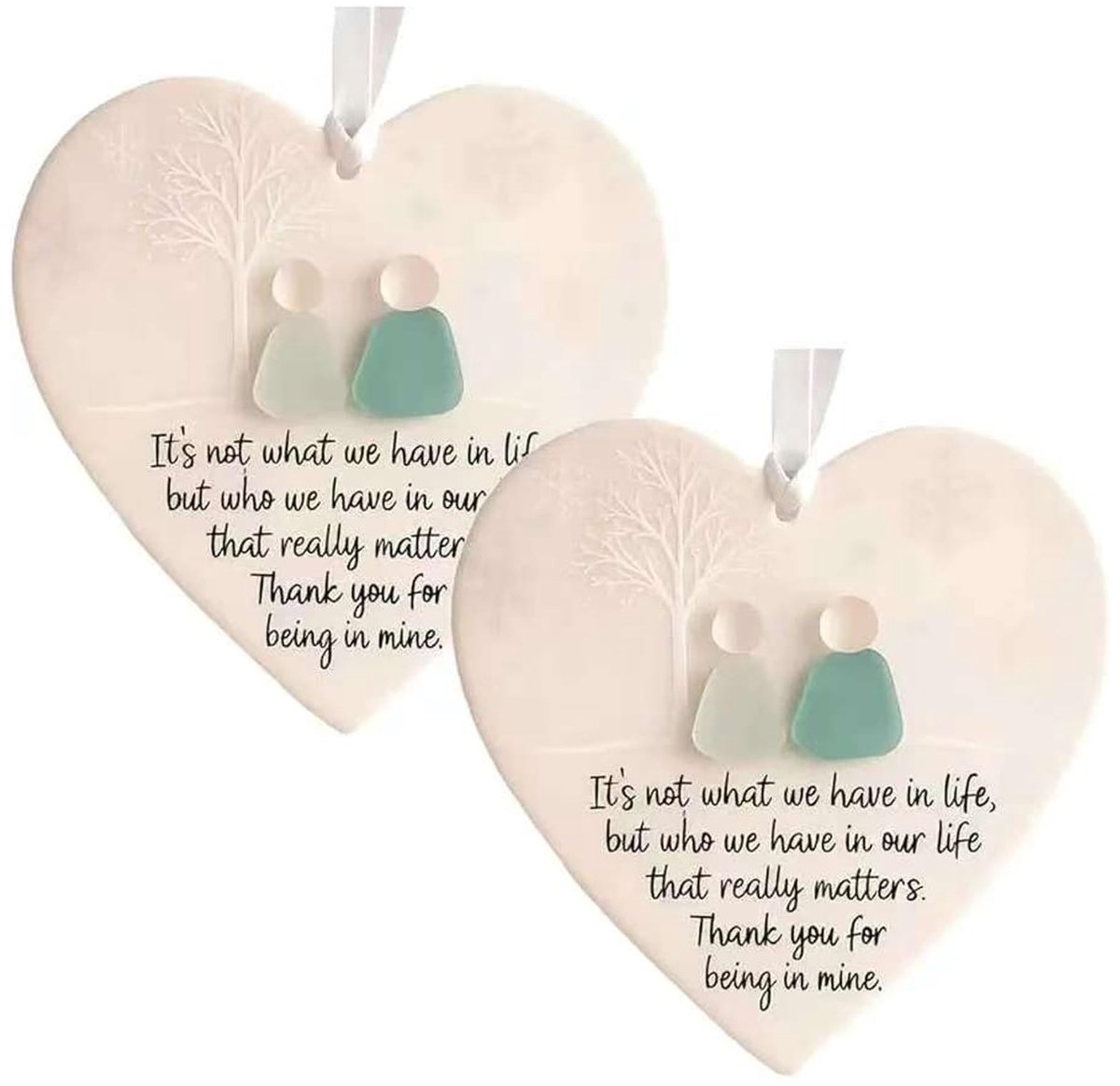 SolidKeus - Hartvormige Zee Glas Vriendschap Ornamenten met Aanraking Quote