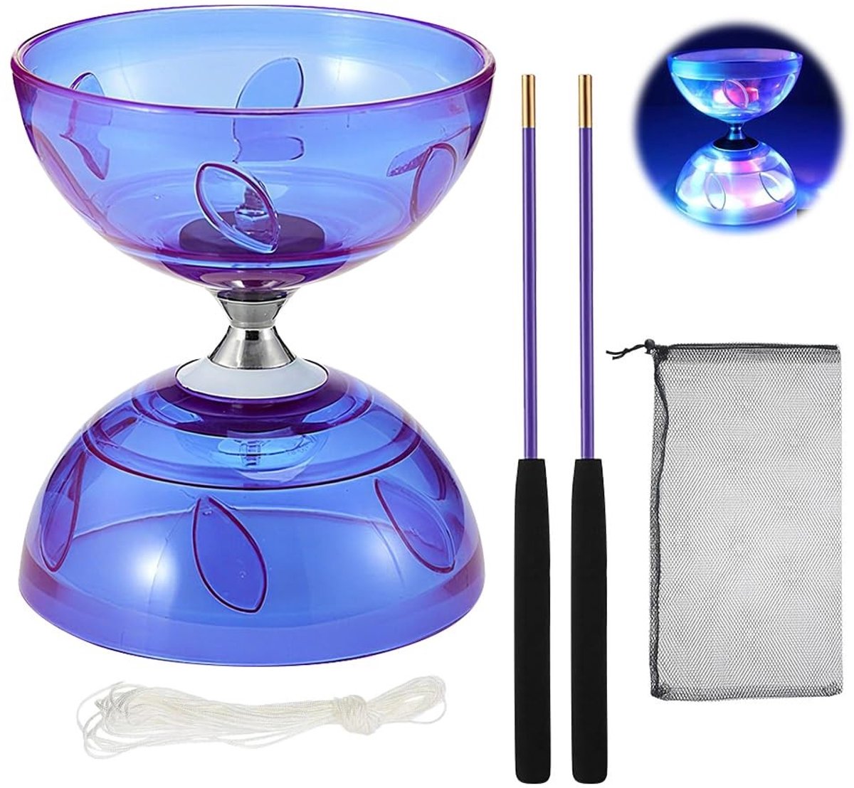SolidKeus - Diabolo Jongleerset met Licht en Vervangingskoord