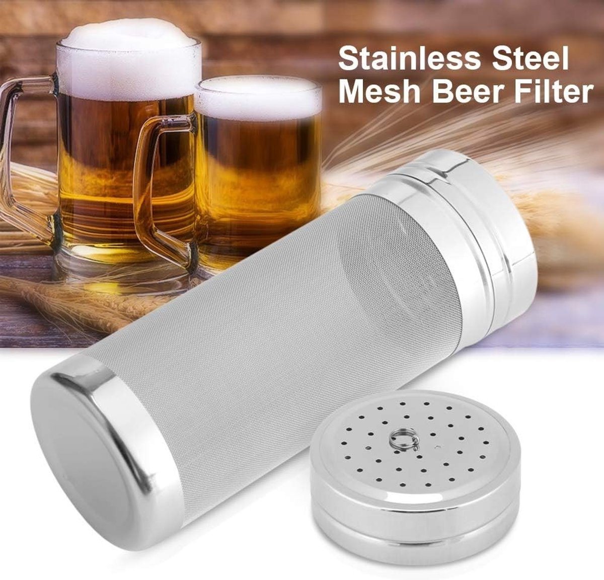Droog Hopfilter voor Bier, 300 Micron RVS Gaas, Hop Spider voor Thuisbrouwerij, Thee Kettle Filter, Bar Accessoires en Bierbrouwen