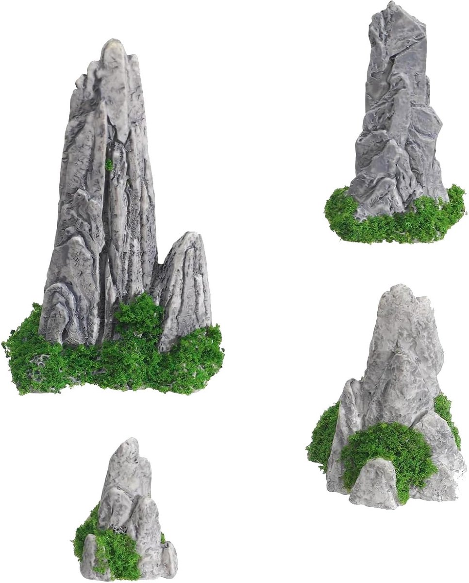SolidKeus - Set van 4 Miniatuur Bergen voor Zen Tuindecoratie