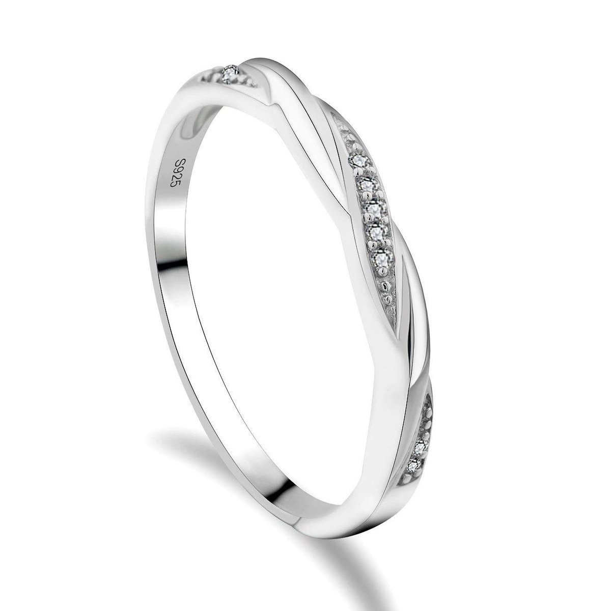 SolidKeus - Zilveren Ring met Zirkonia CZ Trouwbelofte Eternity Ring Maat 57