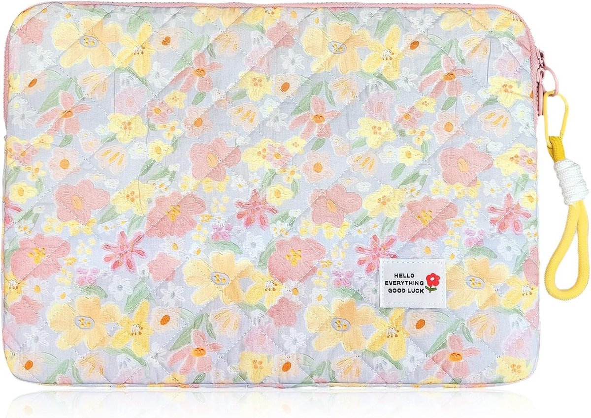 15.6 Inch Laptop Sleeve met Schattige Bloemenprint, Gevoerde Laptop Tas, Draagbare Laptop Bescherming voor MacBook, Asus en Dell