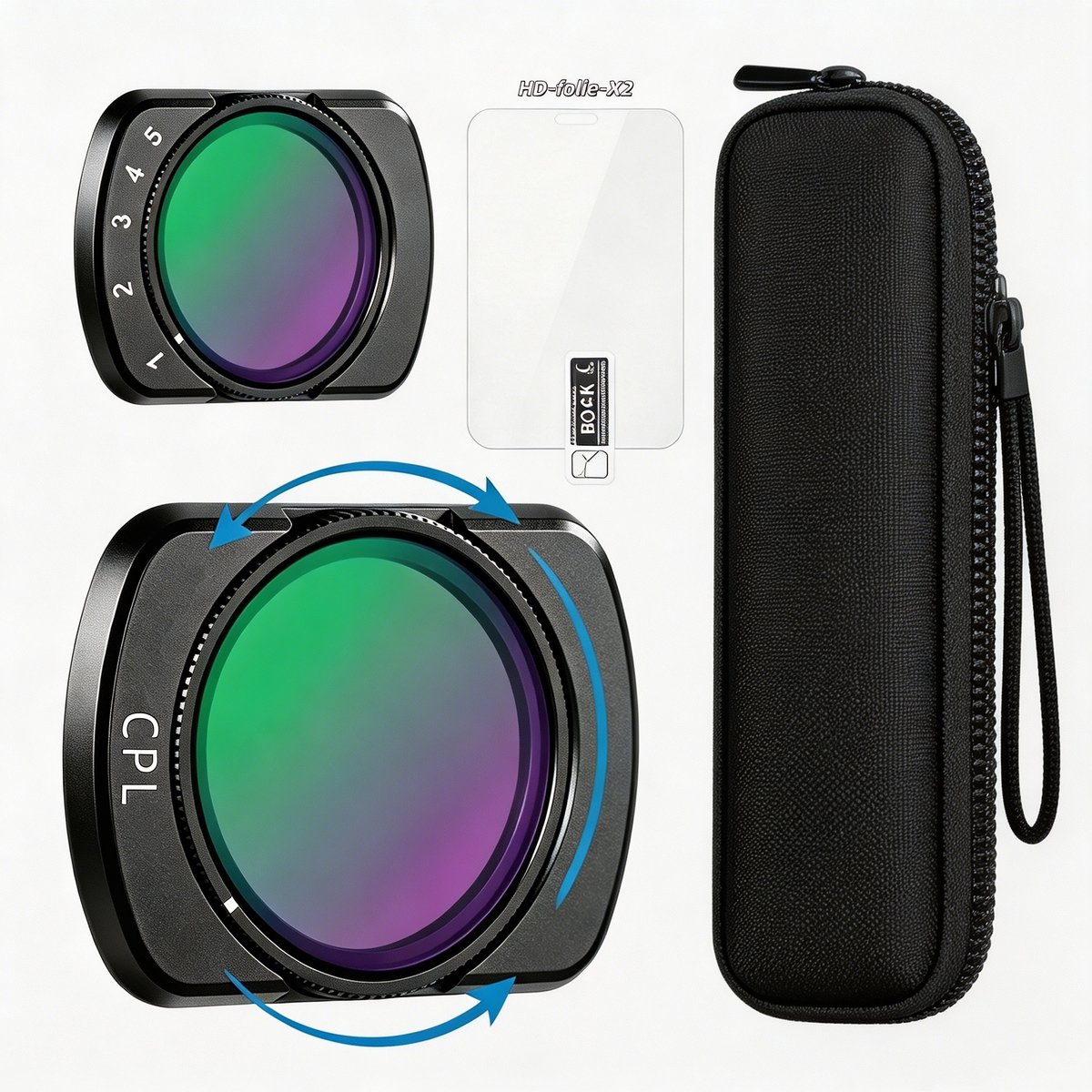 casalora DJI Pocket 3/4 filterset – CPL + variabele ND2-32 filter – Magnetisch – 18-laags coating – Inclusief opbergtasje (compatibel met Pocket 3/4)