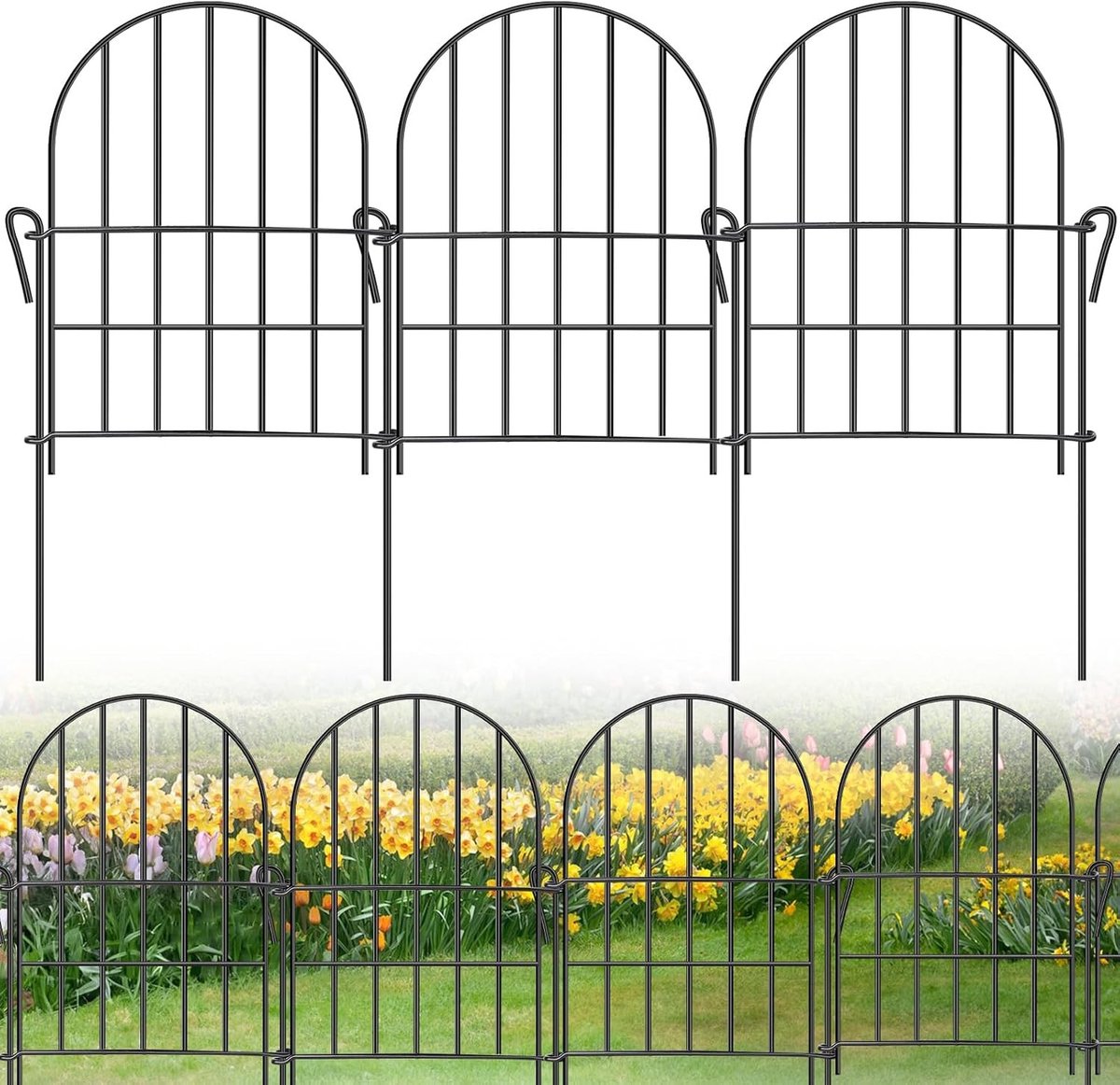 Modulaire Tuinhekken van Metaal, 42 x 31 cm, Geschikt voor Tuin, Vijver en Buitenruimtes, Set van 12 Stuks