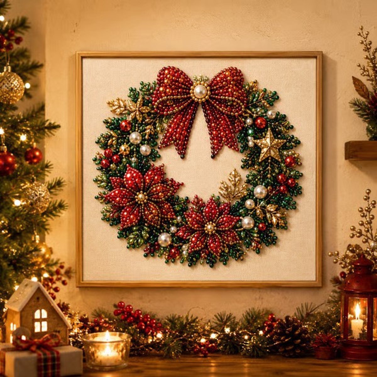 Casalora® 3D Kerst Diamant Schilderij DIY Kit – Kerstman/Kerstboom/Sneeuwpop/Rendier – Diamond Painting Set met Parels – Creatieve Hobby voor Volwassenen & Beginners – Wanddecoratie – 20 x 20 cm