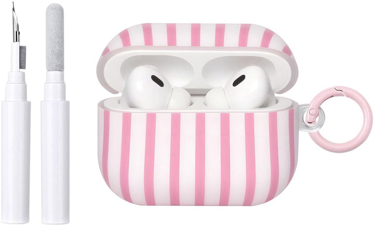 SolidKeus - AirPods Pro Hoes met Mode Strepenpatroon en Schoonmaakset