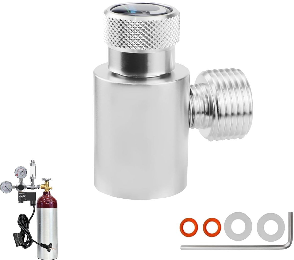 SolidKeus - CO2 Adapter voor Cilinders, Quick Connect TR21-4 naar W21.8