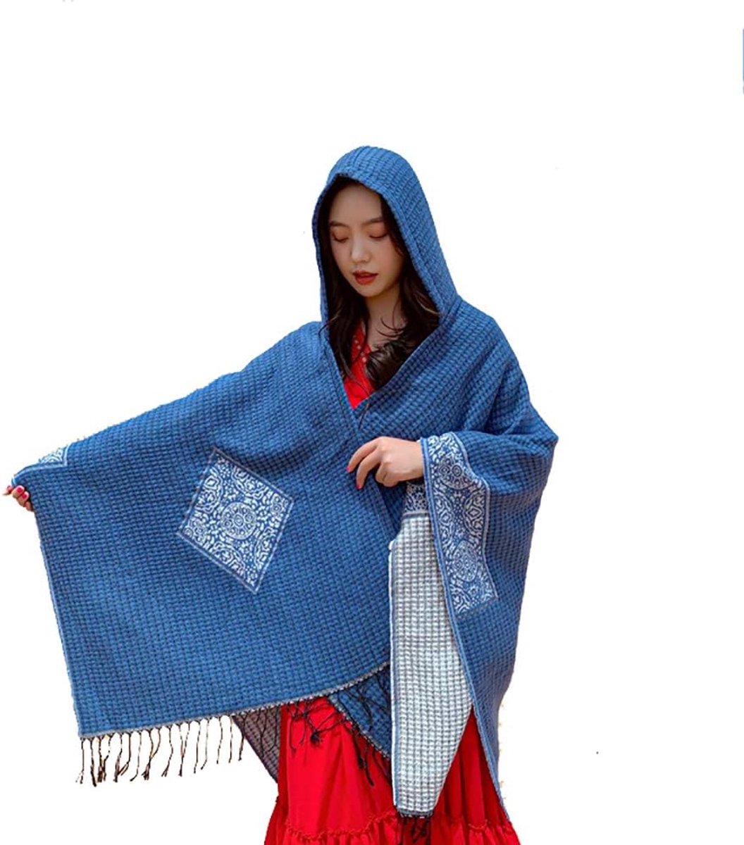 Gebreide Poncho Top, Oversized Warme Omslagdoek Voor Dames Met Kwastjes, Wrap Open Front Blend Capuchon Poncho Cape Voor 4 Seizoenen, Cadeaus Voor Vrouwen