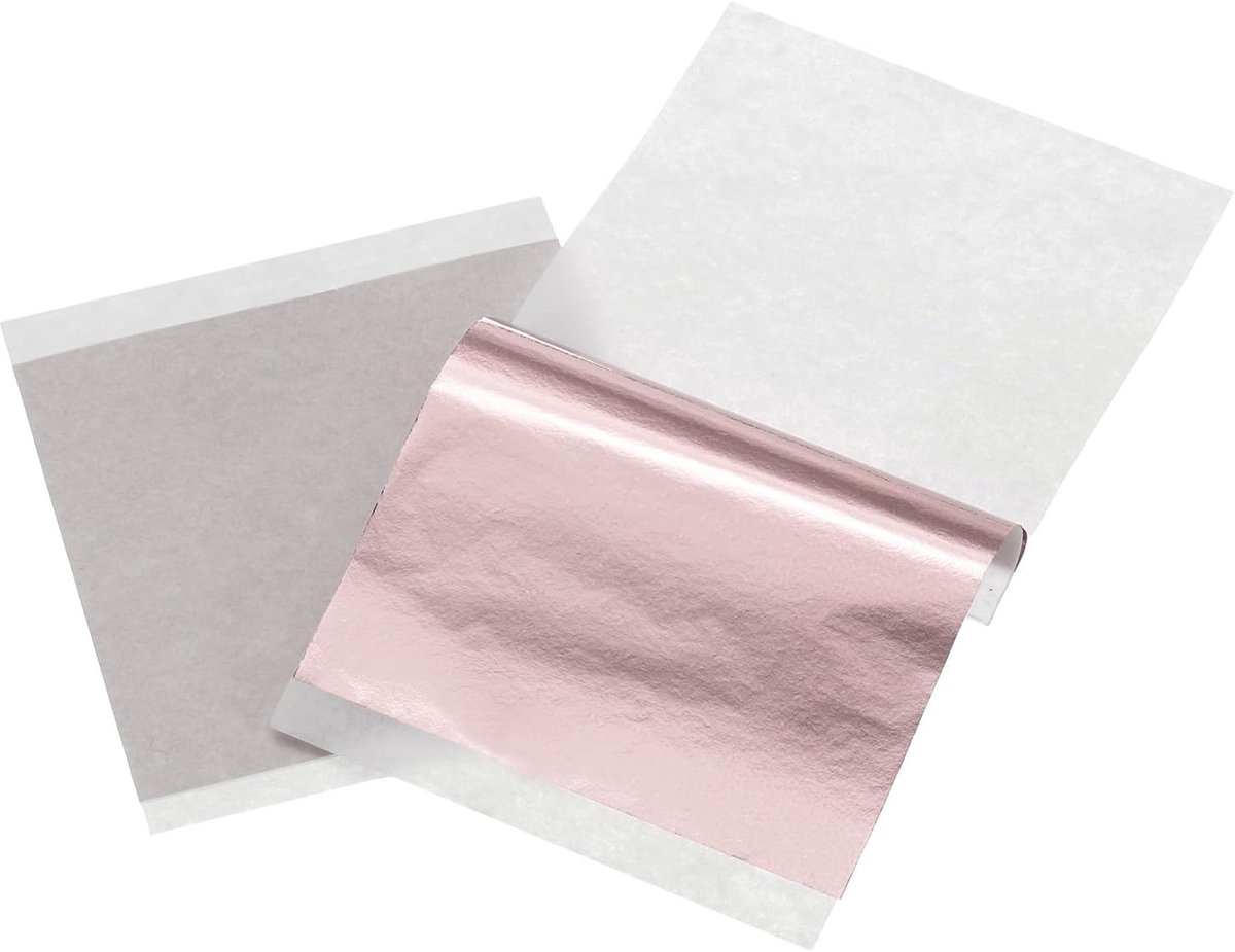 100 stuks bladbladen, 8,9 x 8,9 cm foliebladen, papiervellen voor doe-het-zelf knutselen, schilderen, nagels, hars meubels, decoratie, lichtrosé goud