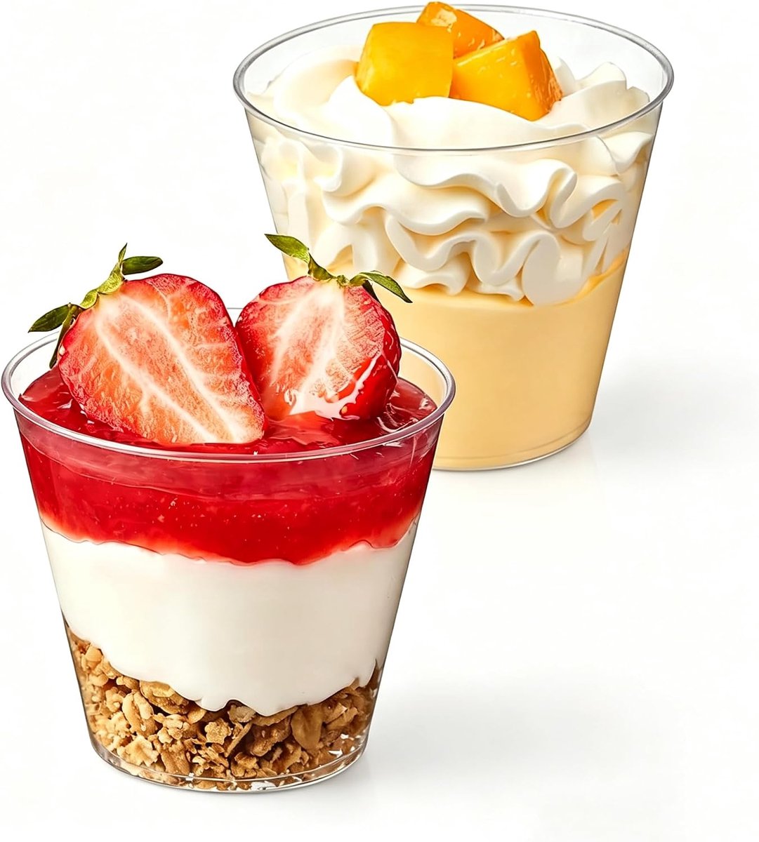 100 stuks 160 ml ronde doorzichtige kunststof dessertbekers