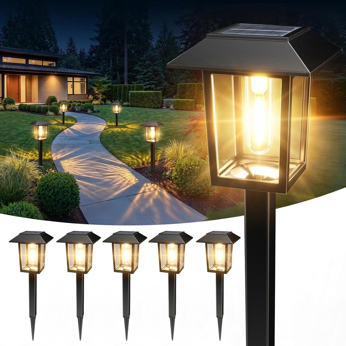 LED Solar Tuinverlichting - 6 Stuks - IP65 Waterdicht - Auto On/Off - Voor Tuin en Patio