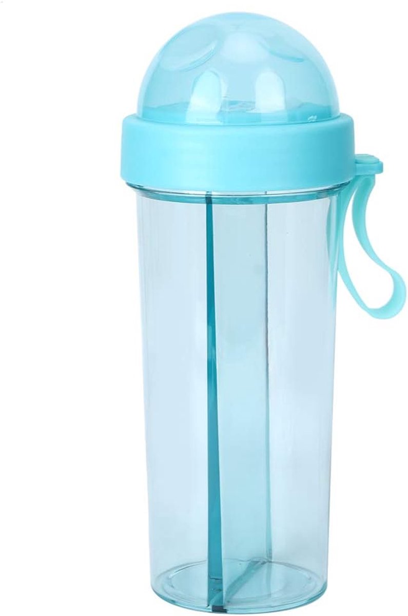 600 ml fles water dubbele drankjes, waterfles voor tweeërlei gebruik, innovatieve draagbare outdoor reizen sport waterfles twee rietjes waterfles tweeërlei gebruik drinkfles