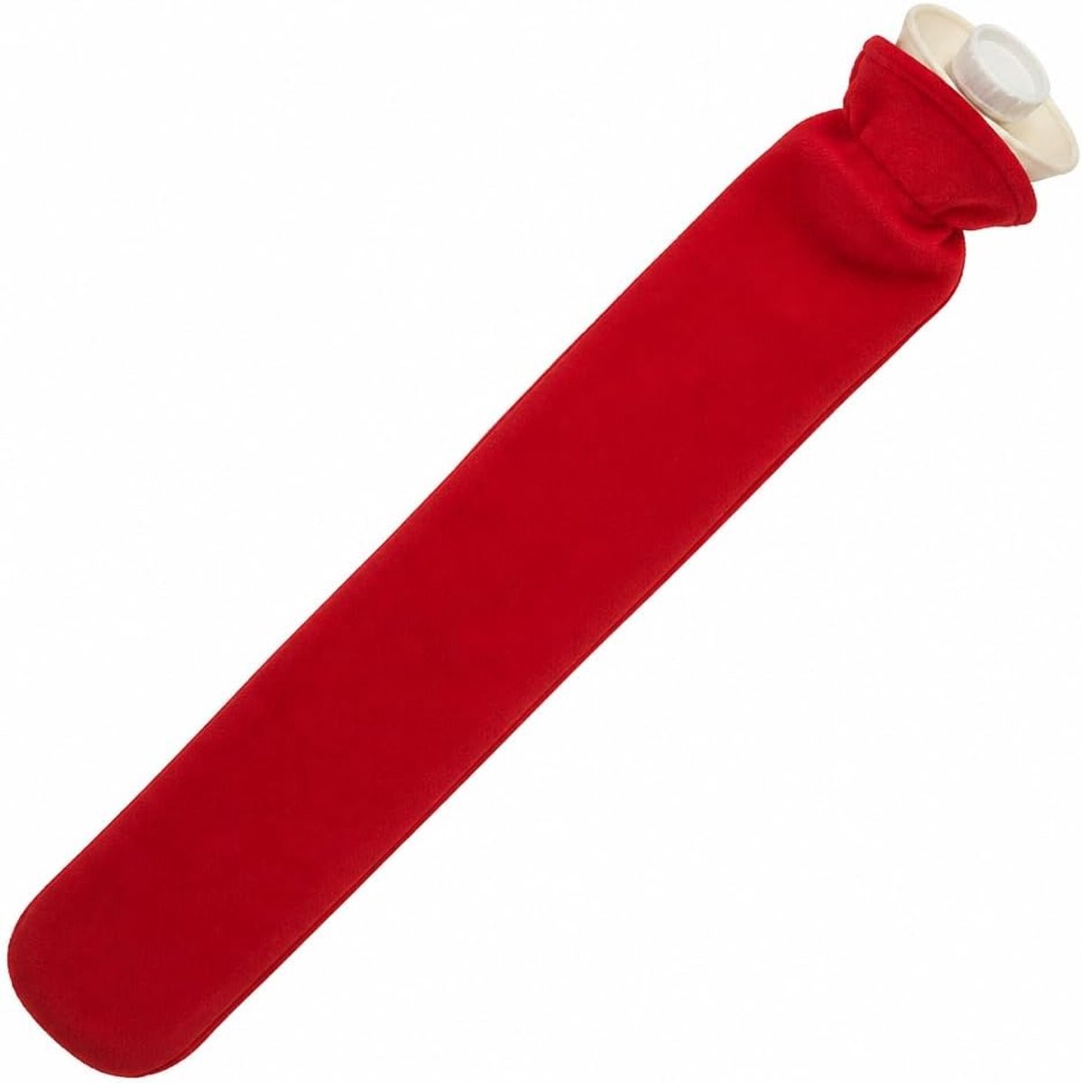 Warmwaterkruik met zachte overtrek 2 liter slang-warmwaterkruik voor nek en schouder, extra lange nekwarmwaterkruik (Rood)