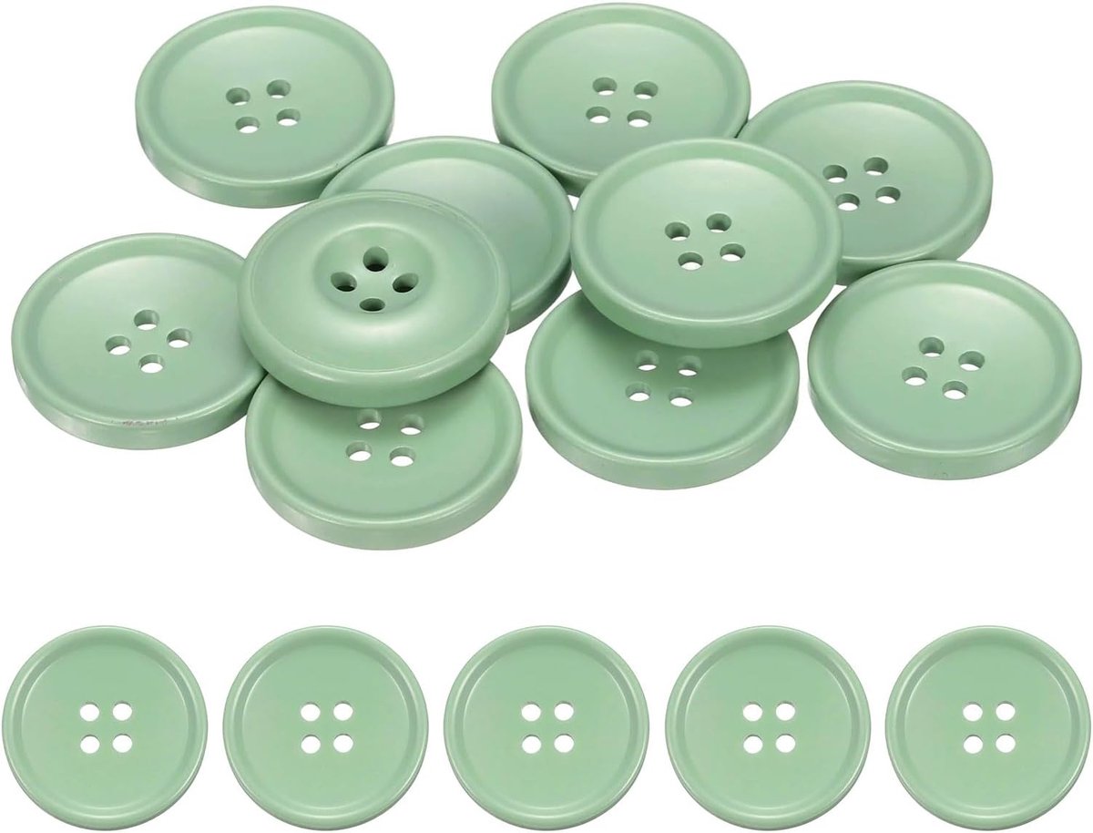 Knopen 28 mm (1,1 inch) 4 gaten hars ronde reserveknoppen voor kleding doe-het-zelf handwerk decoratie, lichtgroen
