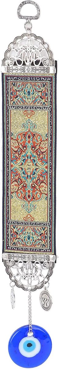 Oog decoraties, Hamsa handgemaakte amulet hanger voor geluk en bescherming, wanddecoratie hangend blauw amulet (#1)
