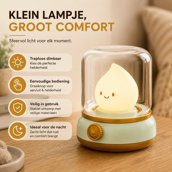 Nachtlamp - Veldman Living - Magische Nachtlamp Elf - Nachtlampje voor Kinderen - Nachtlampje kinderen - USB oplaadbaar - Rustgevende Nachtverlichting - Slaaplampje - Kindernachtlamp - Droomlampje - Fantasieverlichting voor Kinderkamer - Groen van Veldman Living — afbeelding 2