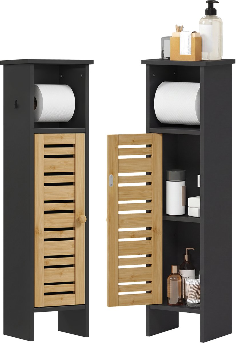 HOMCOM Badkamerkast - MDF - 21x17x78cm - Zwart