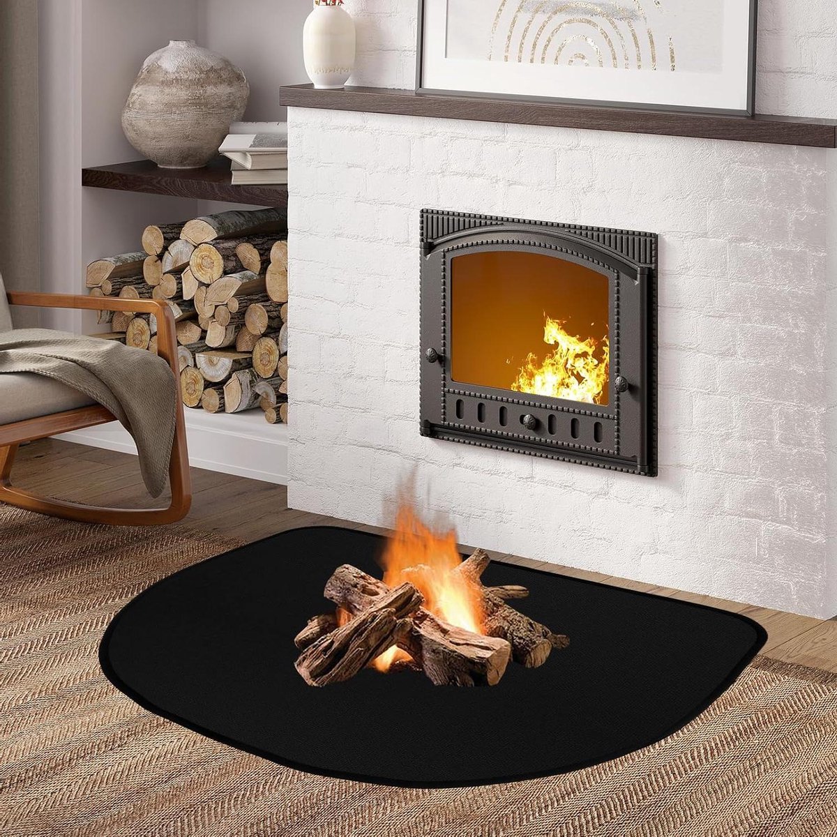 Vuurvaste mat - Beschermmat Hitte - Haard Terras Grill - Hoge Temperatuur Bestendig - 40 x 60 cm - Zwart