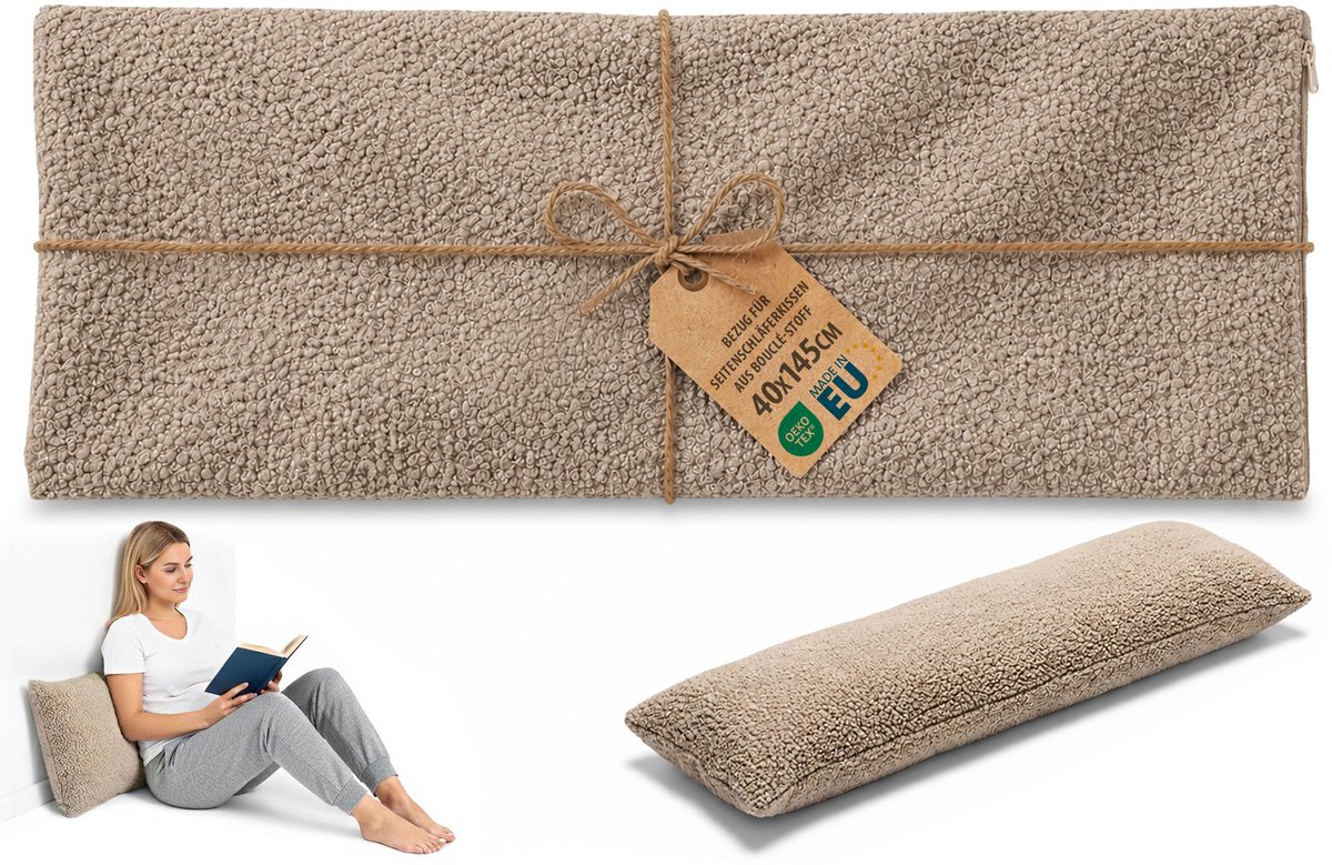 Hoes voor Zwangerschapskussen 145cm Lang Kussen Voor Zijslapers Lichaamskussen Ideaal Voor Slaap Ondersteuning En Borstvoeding Perfect Voor Zwangere Vrouwen Oeko-Tex Boucle