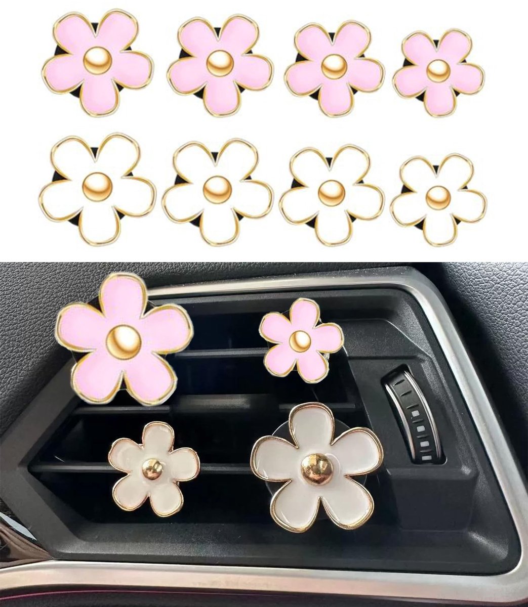 SolidKeus - Set van 8 Auto Luchtverfrisser Clips met Bloemen Design