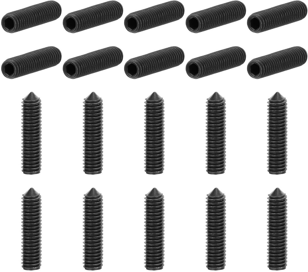 Set van 40 Cilinderschroeven M3 x 12 mm, Carbon Staal, Conische Punt, Zeskant Inbusschroeven voor Machines, Thuisreparaties en Bevestigingen, Zwart