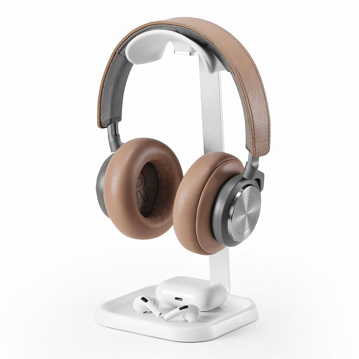 SolidKeus - Curved Hoofdtelefoonstand met Opbergcompartiment voor Diverse Modellen