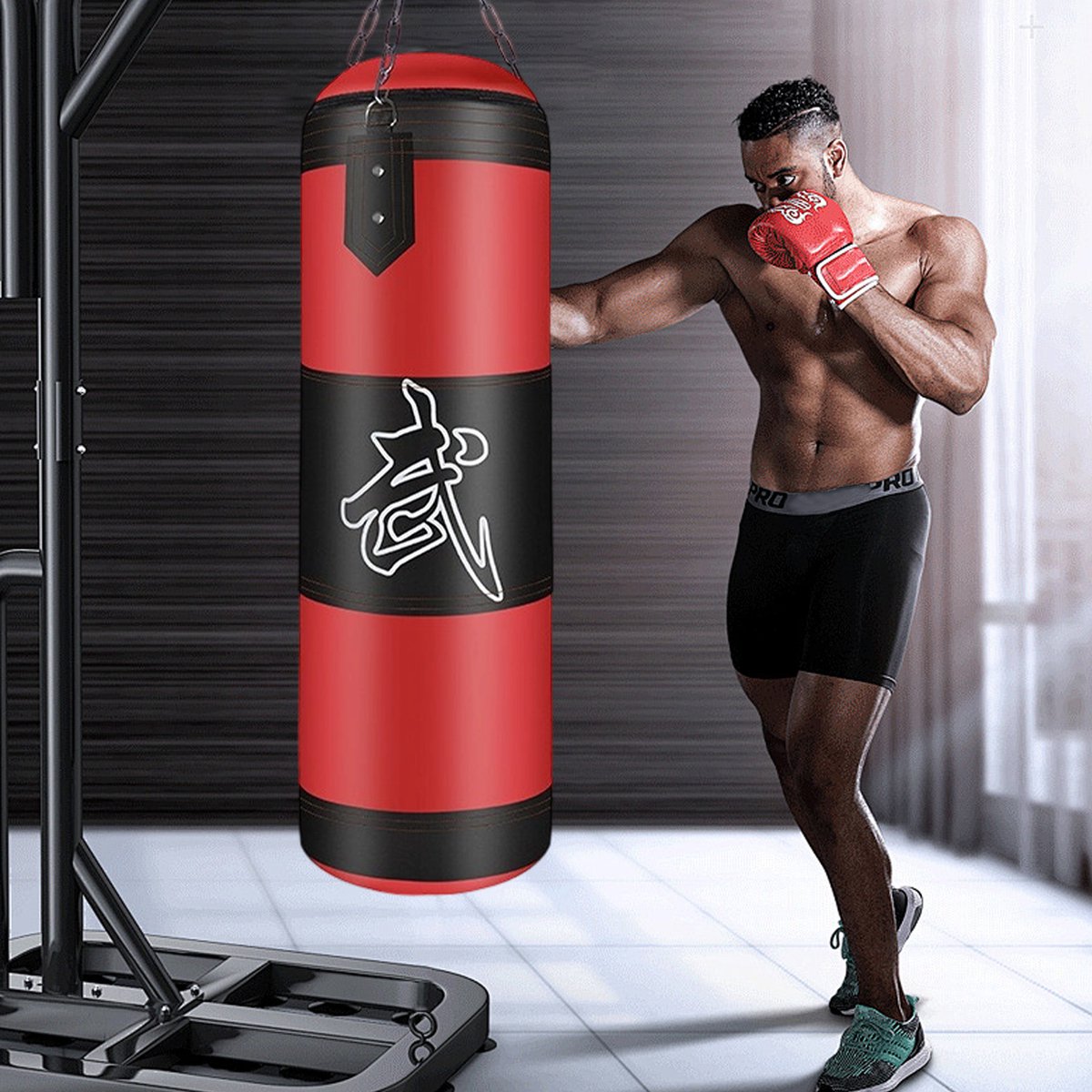 COVREO Hangende bokszak 120 cm rood, Oxford stof, ongevuld voor training